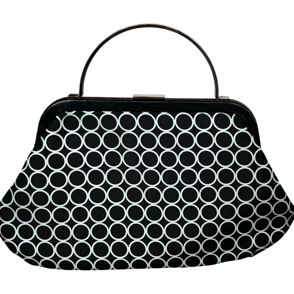 Banana Republic satin handbag purse black and gray with silver metal handle